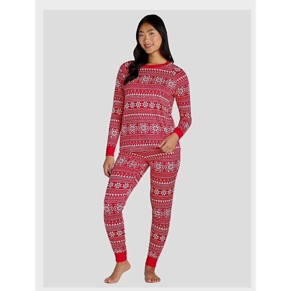 NWT JACLYN RED FAIR ISLE HOLIDAY 2 PIECE PAJAMA SET - Picture 1 of 7